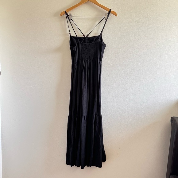 Jason Wu Black Linen Cut Out wooden Bead Strap  Midi Dress size Small - Picture 4 of 11